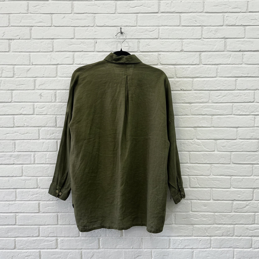 Frockk Shirt Rosie Linen Army