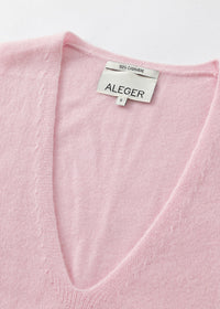 Aleger Vest Cashmere Low V Pearl Pink N2180