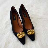 Neo Shoe Basket Suede Pump Black/Gold 25623-416D