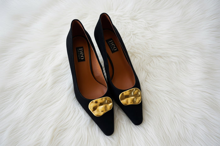 Neo Shoe Basket Suede Pump Black/Gold 25623-416D