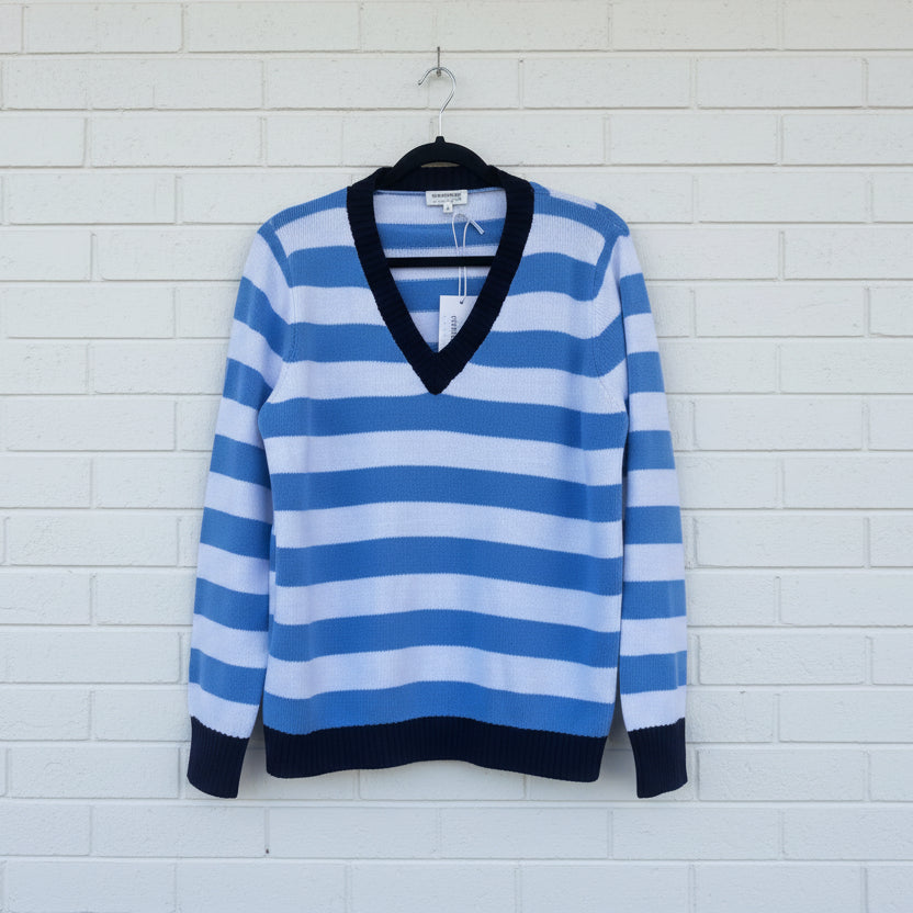 Cloth + Paper + Scissors Knit  Azure/White/Navy GC8243ST