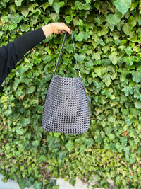L’ora D'oro Bag Slouchy Woven Silk Tote with inner pouch Charcoal