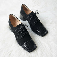 MR Shoes Lace up Black Croc/Suede Link
