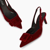 Lodi Slingback Heels Burgundy Velvet