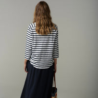 Cloth + Paper + Scissors 3/4 Sleeve Tee White/Parisian Navy C1387