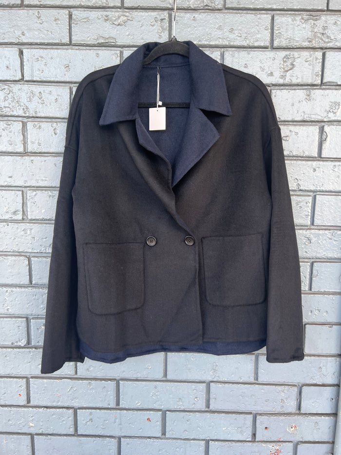 Etta Cashmere Rev Jacket Navy/ Black W2518