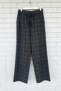 Etta Pant Slouch Black Navy with Brown Check
