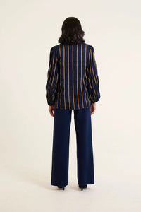 Alessandra Frankie Linen Shirt  Ink/Gold 800Q