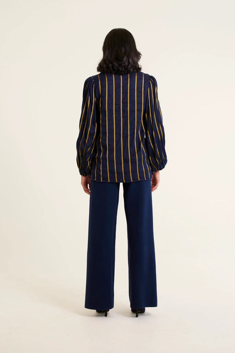 Alessandra Frankie Linen Shirt  Ink/Gold 800Q
