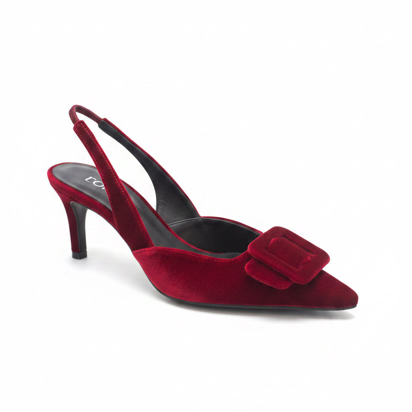 Lodi Slingback Heels Burgundy Velvet