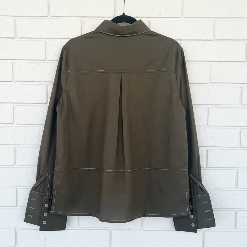 Etta Shirt Khaki/Cream Stitch