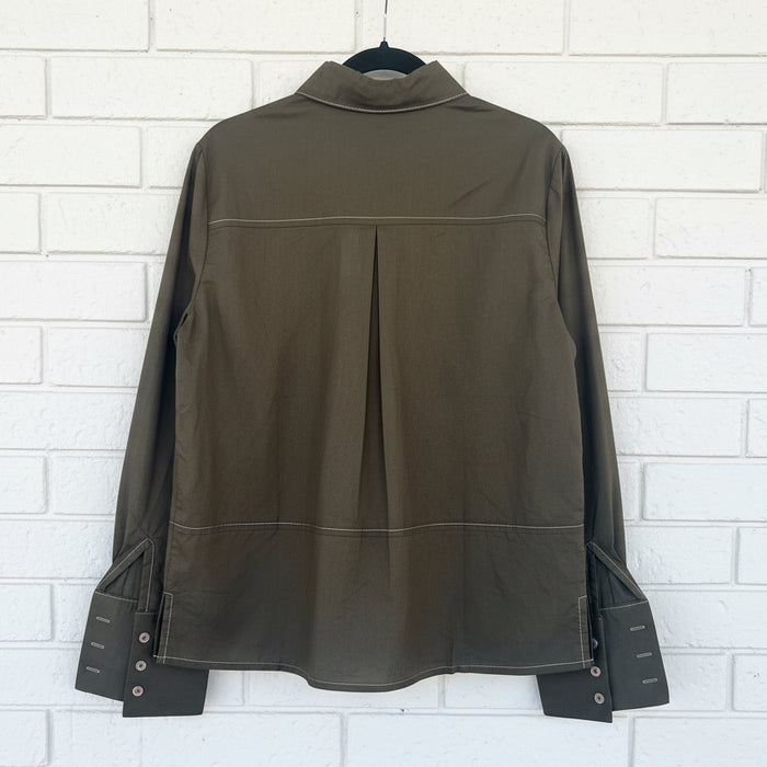 Etta Shirt Khaki/Cream Stitch