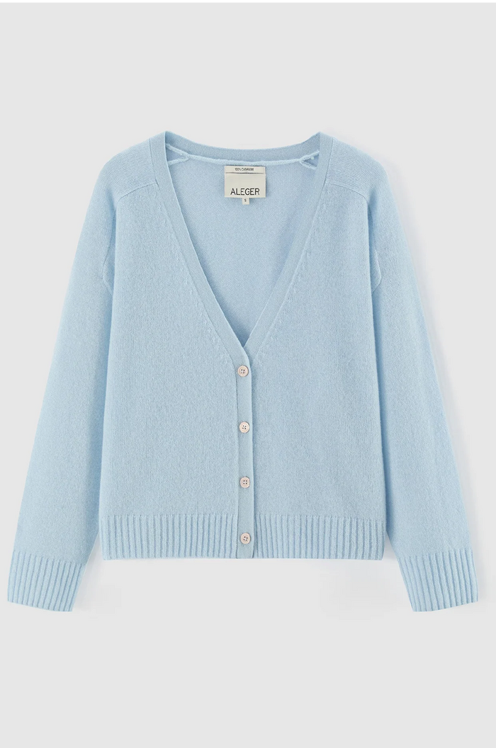 ALEGER Featherweight Cashmere Cardi Whisper Blue 394