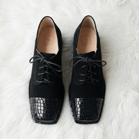 MR Shoes Lace up Black Croc/Suede Link