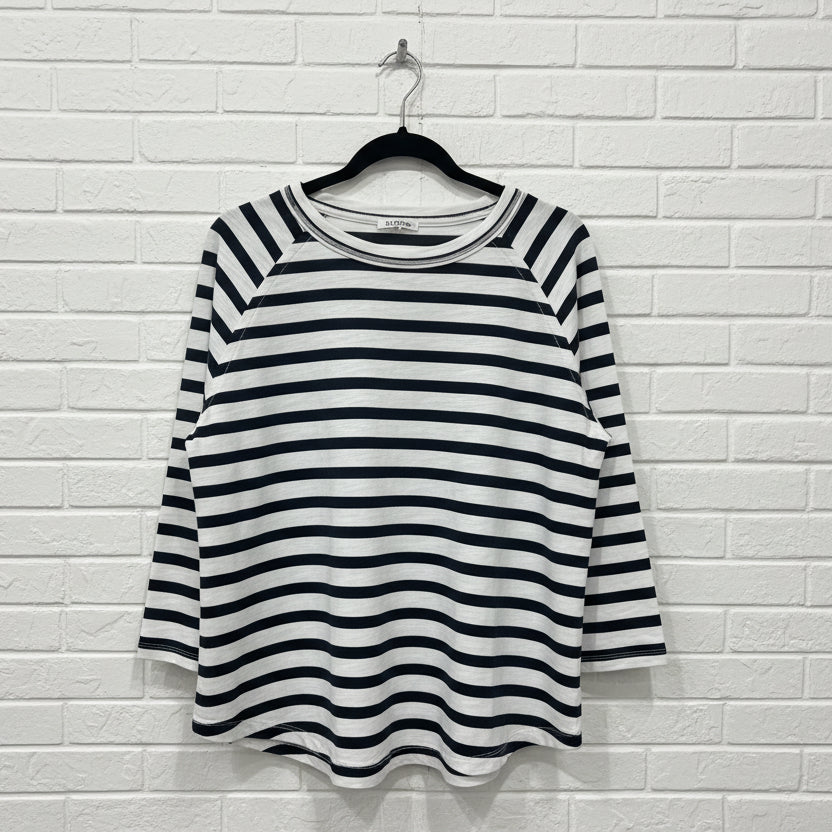 Cloth + Paper + Scissors Tee 3/4 Sleeve Repeat Offender White/Navy C1387-26