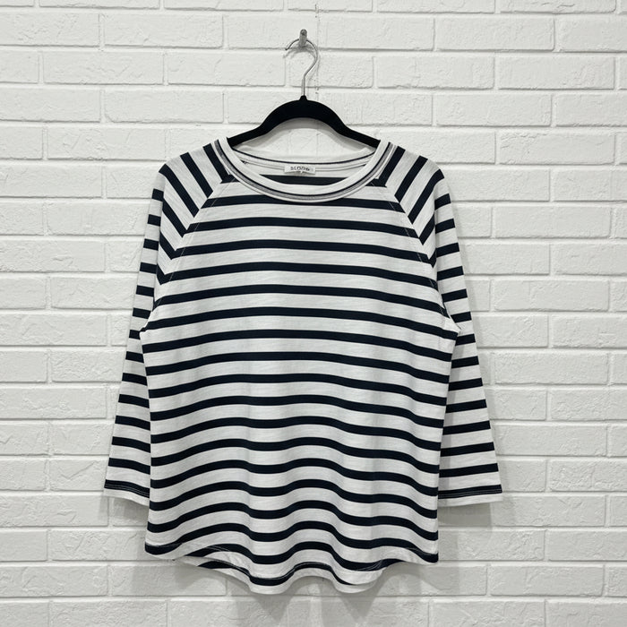 Cloth + Paper + Scissors Tee 3/4 Sleeve Repeat Offender White/Navy C1387-26