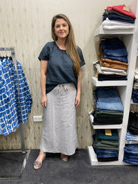 Frockk Top Ellie Round Neck Linen Charcoal