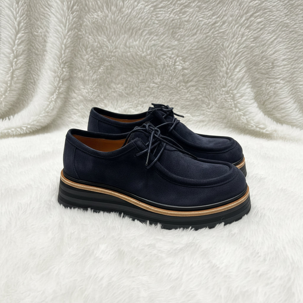 Alfie & Evie Lace Up Navy Suede Millie