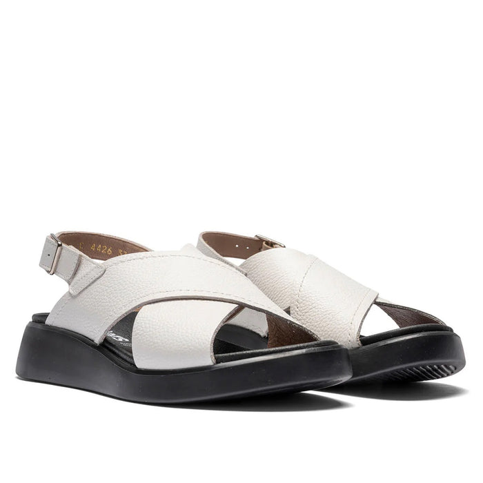 Wonders Sandal White with Black Sole C-4426