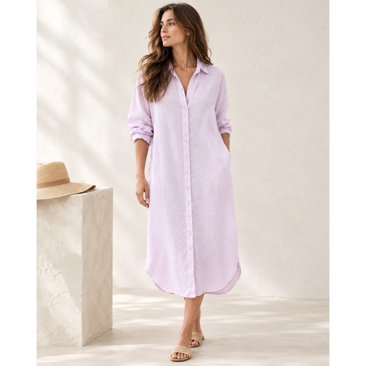 Frockk Shirtdress Elena Linen Soft Pink