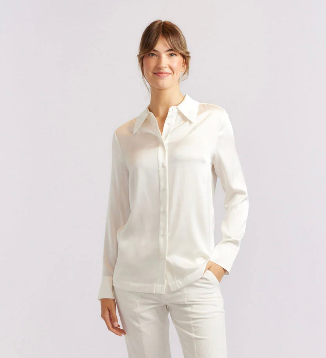 Alessandra Primrose Silk Shirt Ivory 401Q