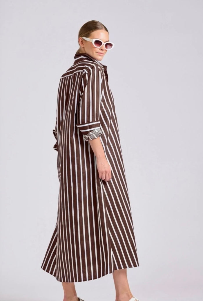 Shirty Luna Longline Shirtdress Chocolate Stripe