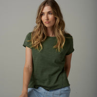 Cloth + Paper + Scissors Front Split Tee Fairway Green  C1384
