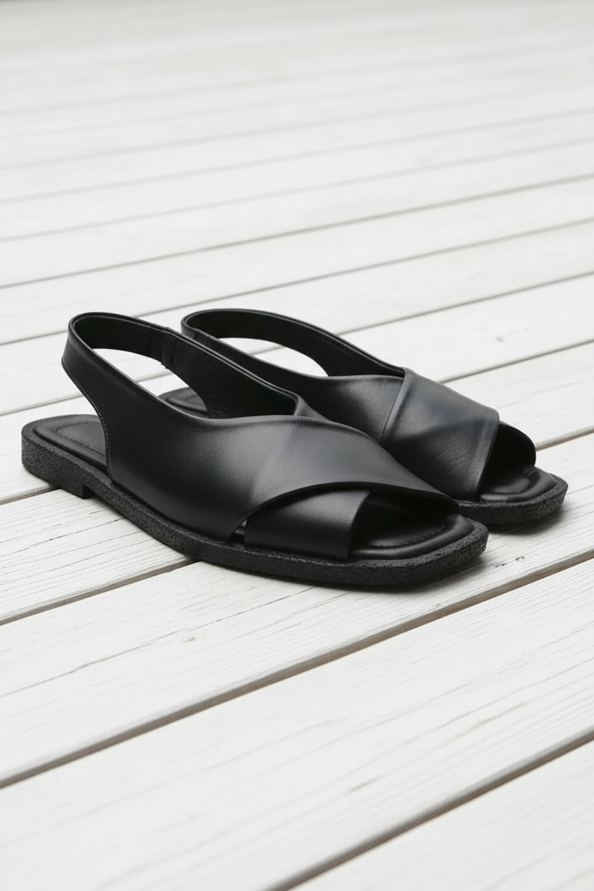 Sempre Di Sandal Black Cross Over 500-1799
