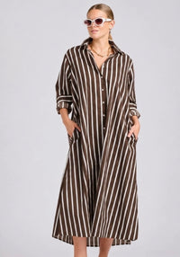 Shirty Luna Longline Shirtdress Chocolate Stripe