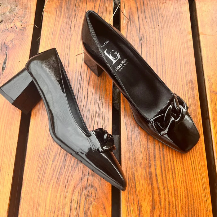 Luca Grossi Black Patent Court Shoe CH758
