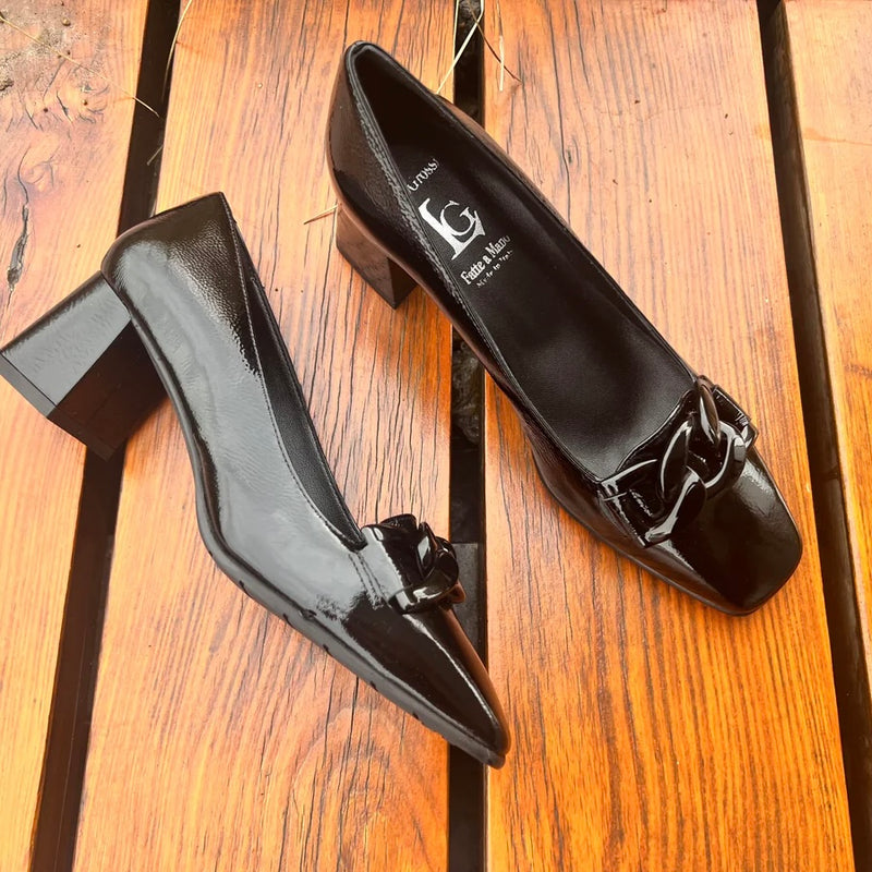 Luca Grossi Black Patent Court Shoe CH758