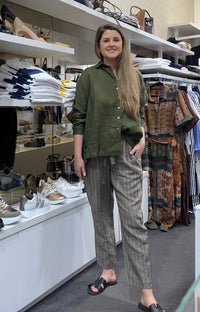 Etta Pant Linen Brown/Cream Stripe