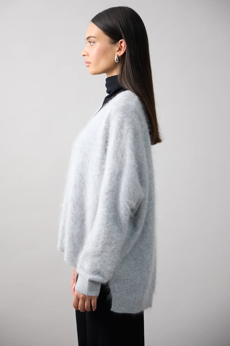 Mia Fratino Brushed Cashmere Mae Cardi Silver 24024