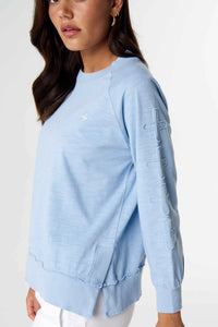 Cloth + Paper + Scissors Sweater The Face Cross Sky Blue C1857