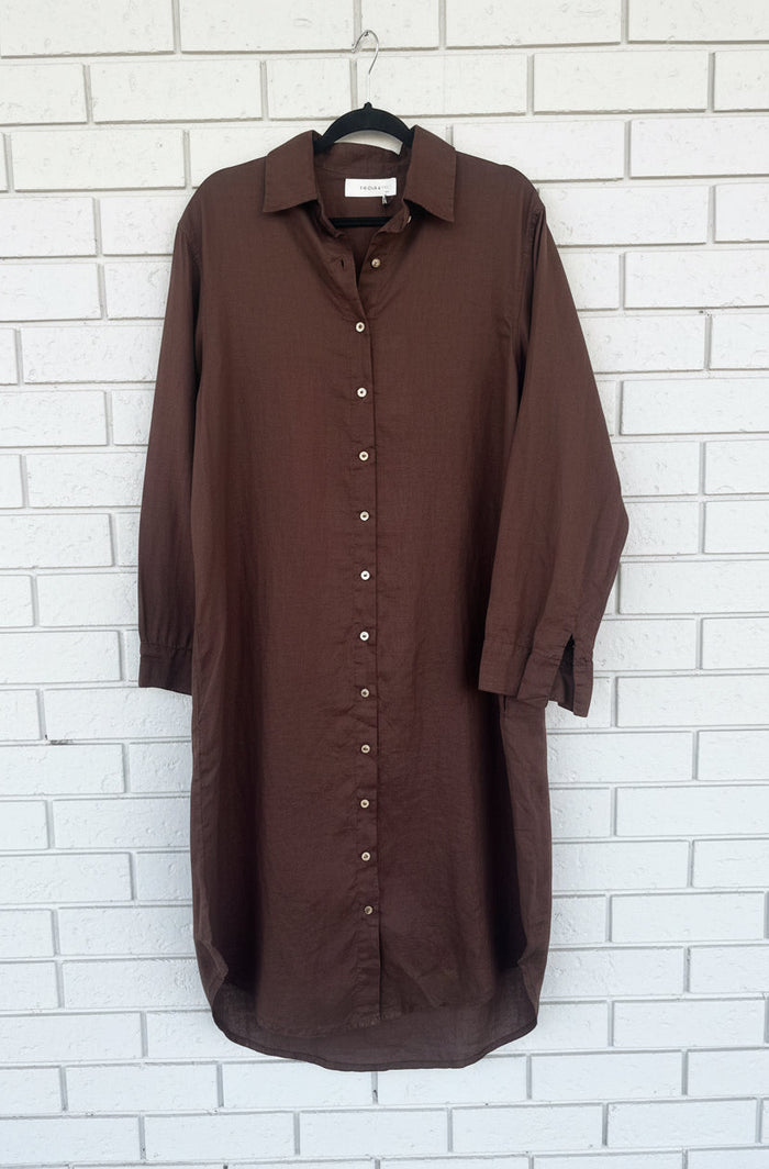 Frockk Shirtdress Elena Linen Chocolate