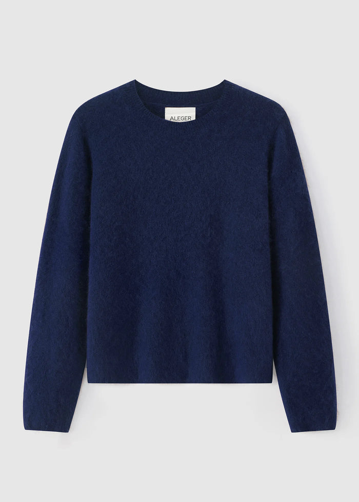 Aleger Jumper Brushed Wool/Cashmere L/S Crew Royale Blue N. 659