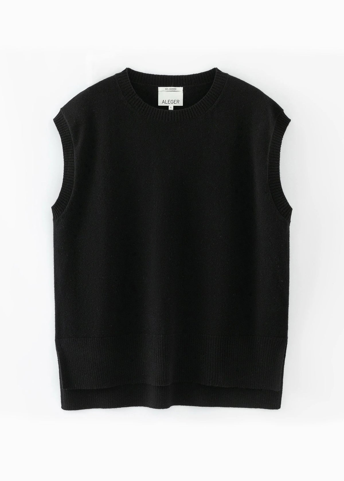 Aleger Knit Cashmere Long Line Black Tank N.345