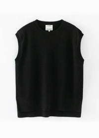 Aleger Knit Cashmere Long Line Black Tank N.345