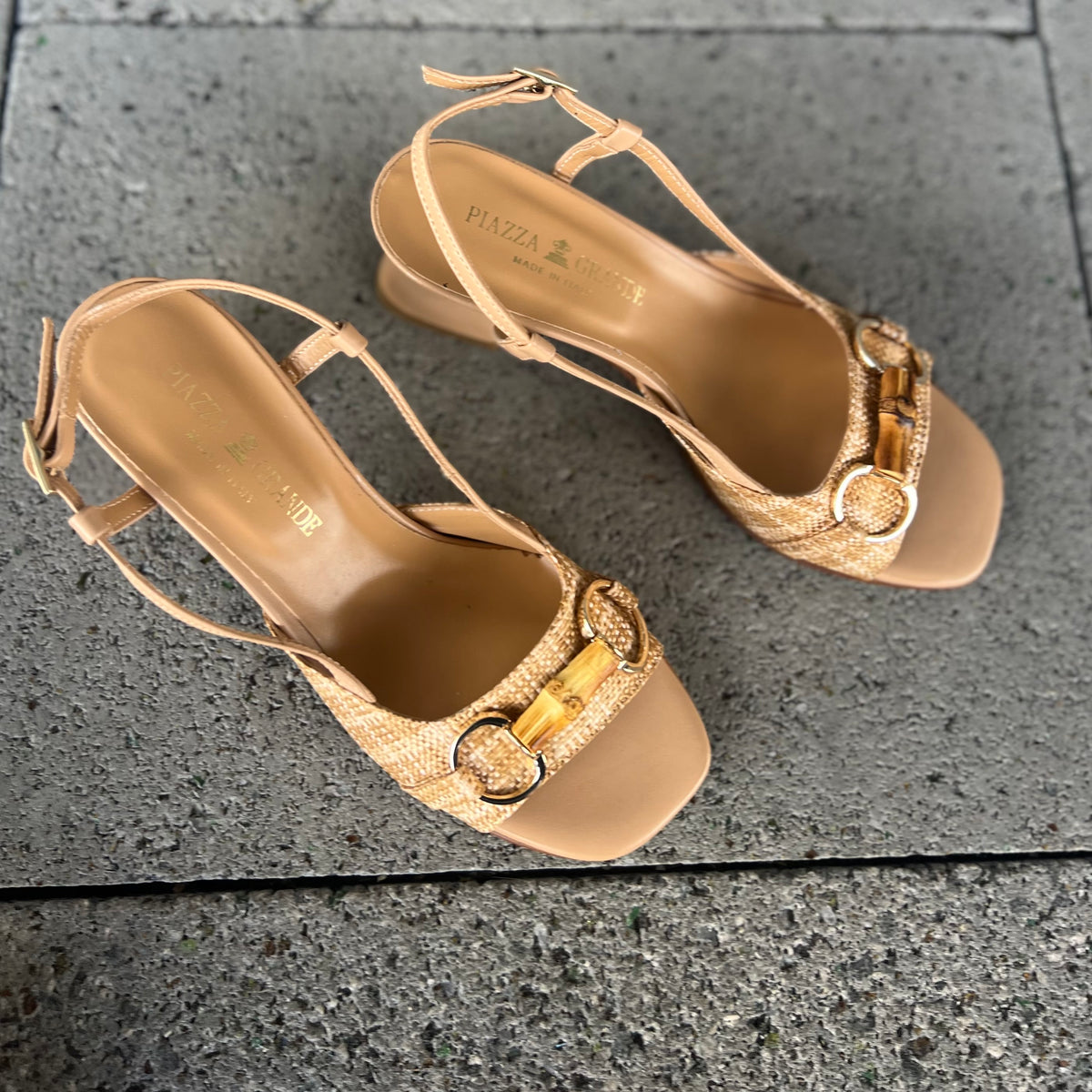 Piazza Grande Slingback Heeled Rafia/ Croissant 210