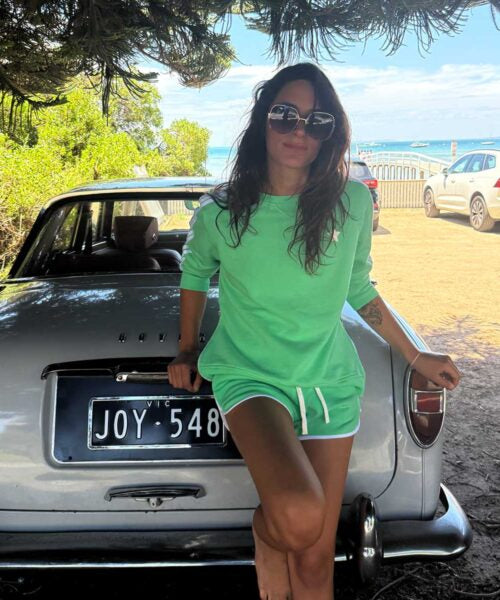 Sophie Moran Sweater Arm Stripe Minty Green/White