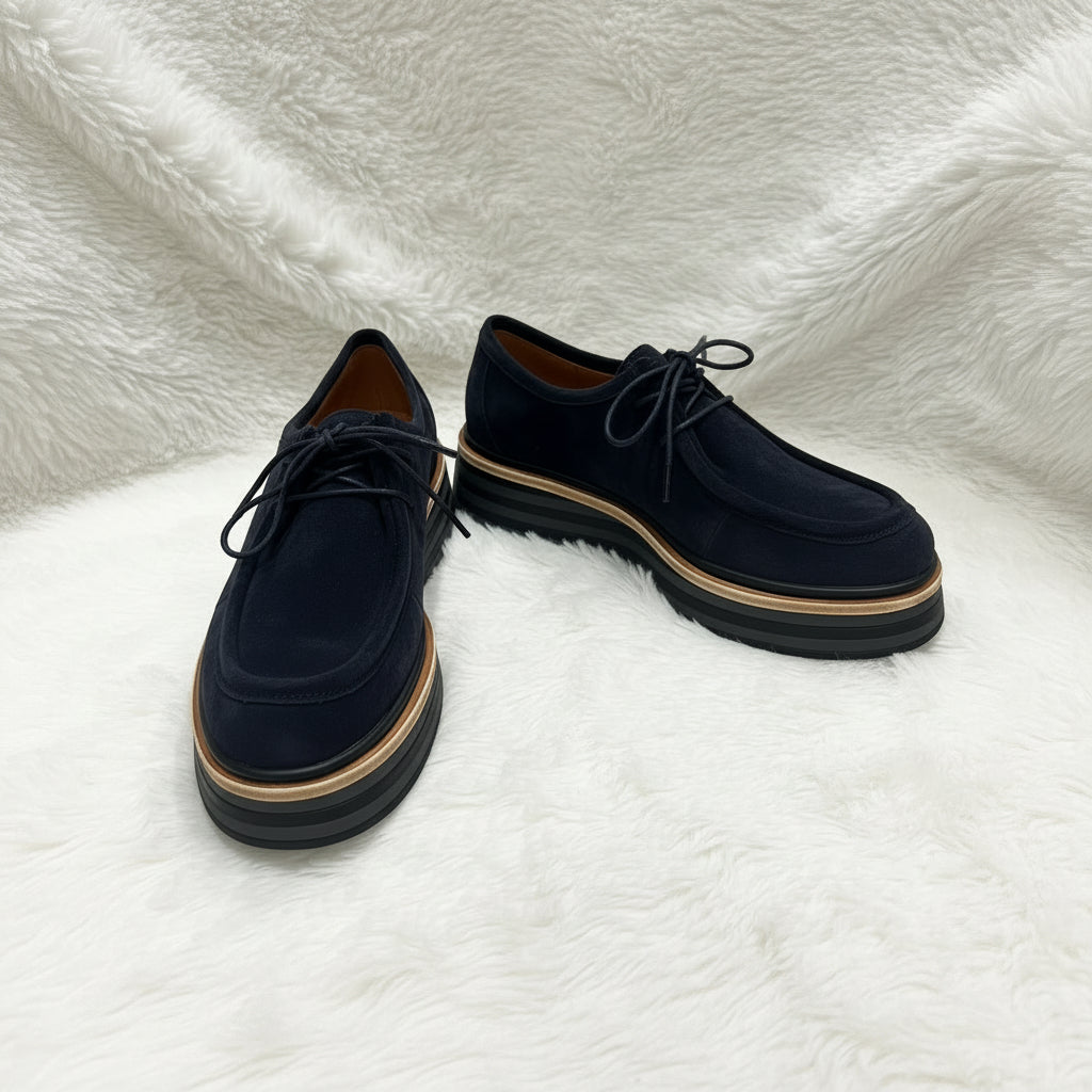 Alfie & Evie Lace Up Navy Suede Millie