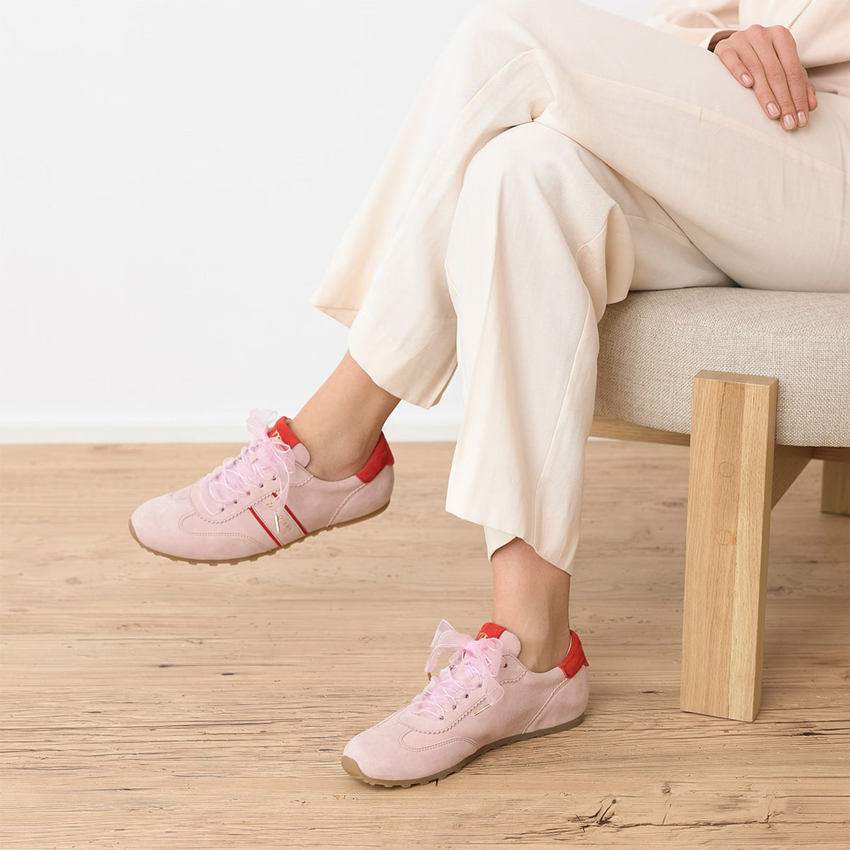 Paul Green Sneaker Princess Pink / Poppy Red Trim 5508-039