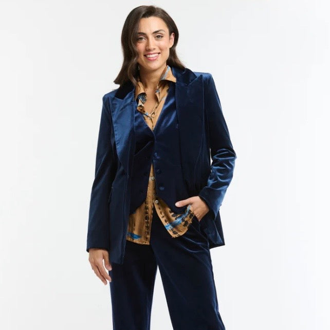 Italian Star Jacket Velvet Navy ISV2228