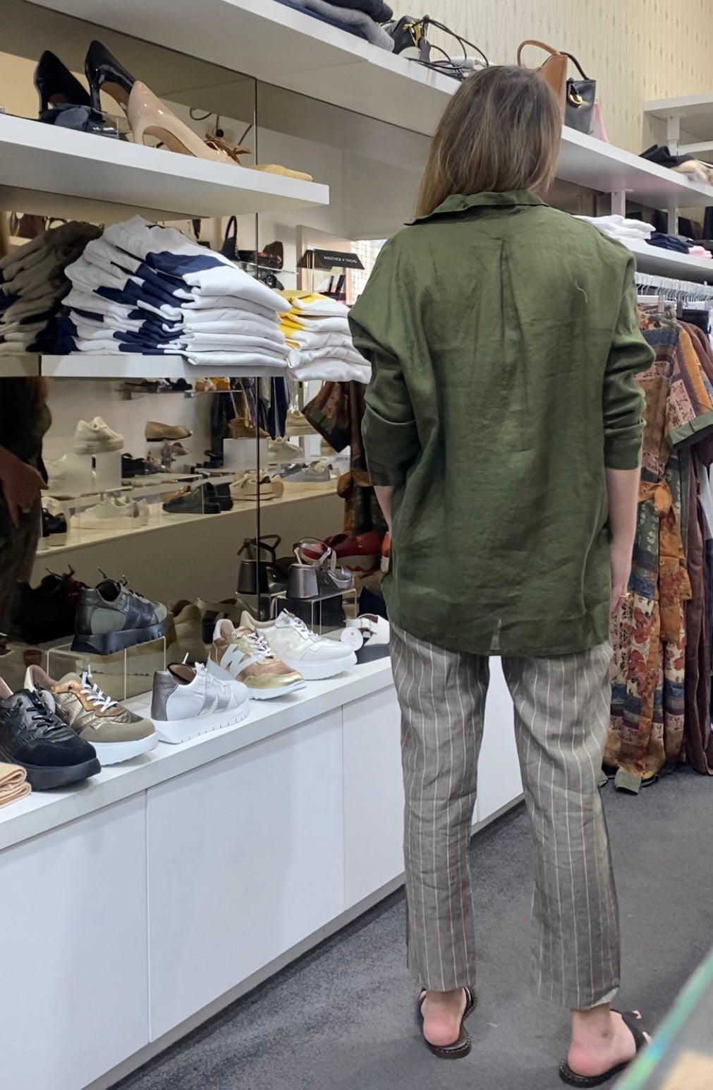 Etta Pant Linen Brown/Cream Stripe