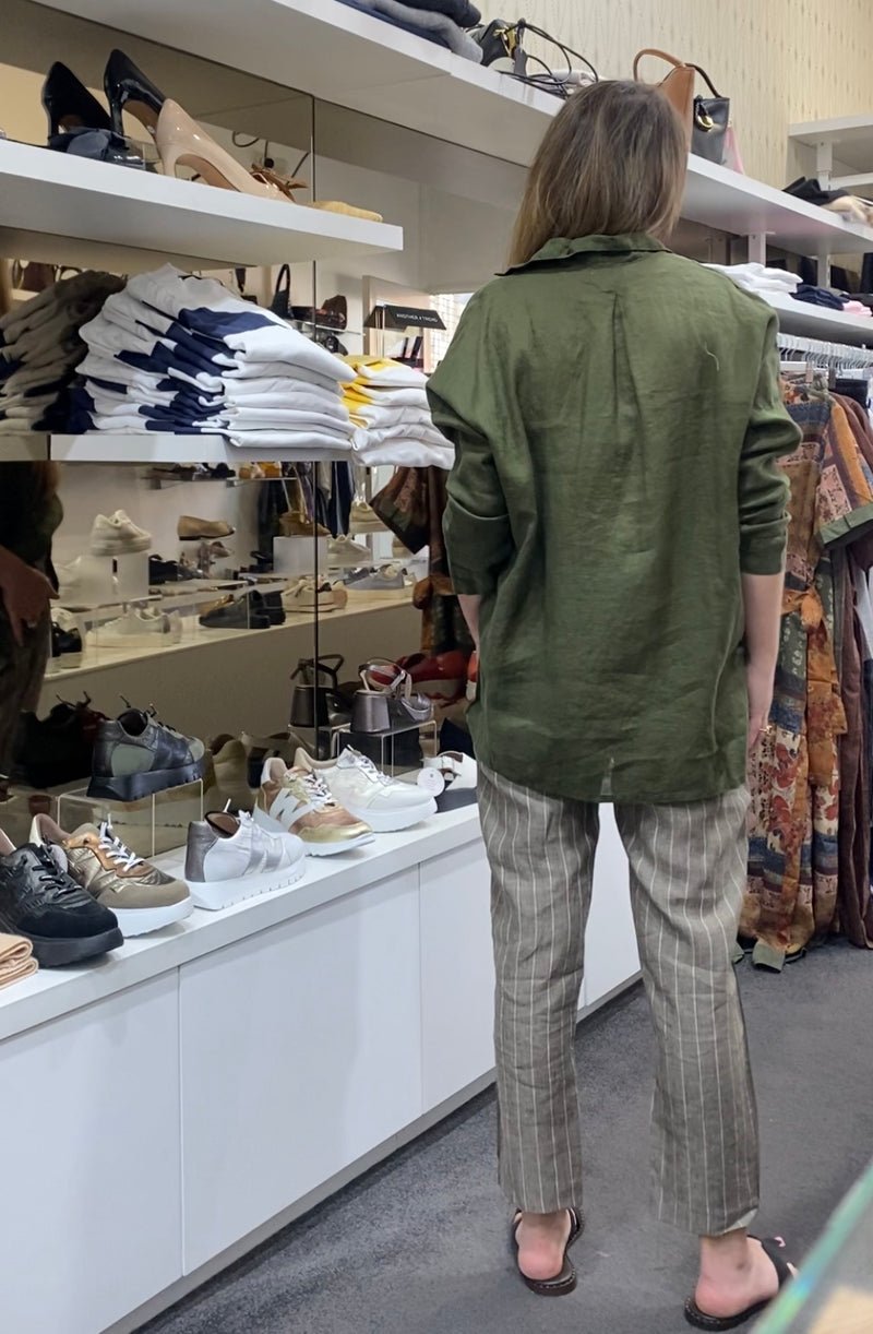 Etta Pant Linen Brown/Cream Stripe