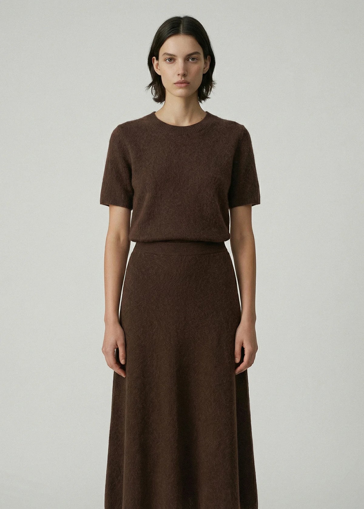 Aleger Knit Brushed Short Sleeve Mink 658