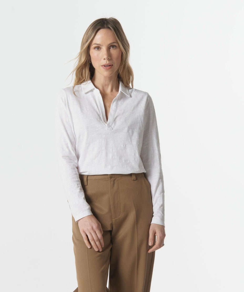 Cloth Paper Scissors Top Collared Henley C13014