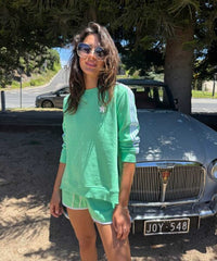 Sophie Moran Sweater Arm Stripe Minty Green/White