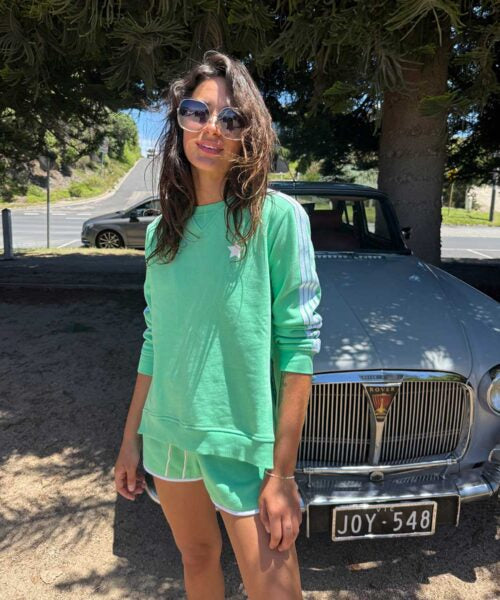 Sophie Moran Sweater Arm Stripe Minty Green/White