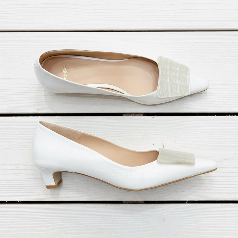 Zinda Court Shoe Patent White 3429